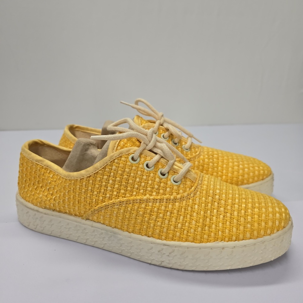 Vintage Enzo Poli Yellow Woven Lace Up Sneakers Made in‎ Italy Women Size 39 9
